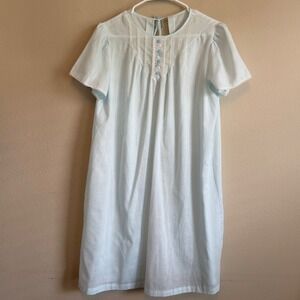 Vintage Blue Floral Embroidered House‎ Dress Nightgown Cottagecore Grannycore